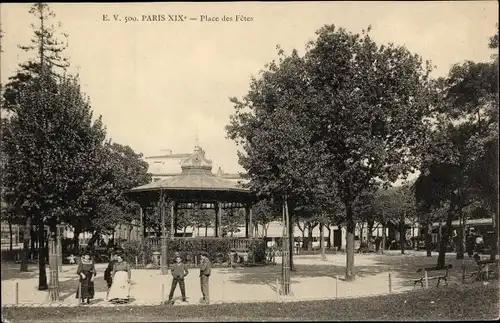 Ak Paris XIX, Place des Fêtes