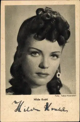 Ak Schauspielerin Hilde Krahl, Portrait, Ross Verlag, Autogramm
