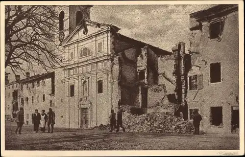 Ak Gorizia Görz Friuli Venezia Giulia, Piazzutta, zerstörte Kirche, eingestürzte Häuser