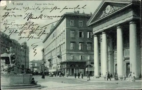 Ak Triest Trieste Friuli Venezia Giulia, Piazza della Borsa