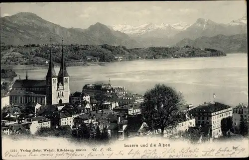 Ak Luzern Stadt Schweiz, Teilansicht, Alpen