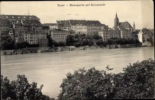 Ak Basel Stadt Schweiz, Rhein, Universität