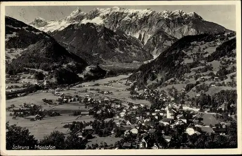 Ak Schruns in Vorarlberg, Ortspanorama, Montafon