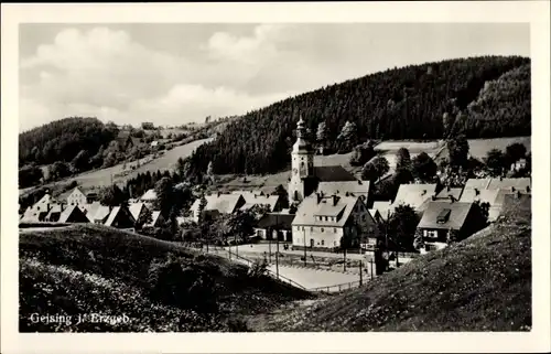 Ak Geising Altenberg im Erzgebirge, Ortsansicht, Kirchturm