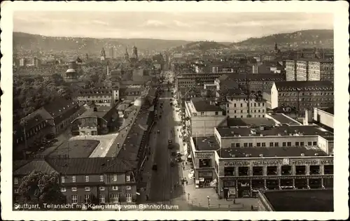 Ak Stuttgart in Württemberg, Bahnhofsturm, Königstraße