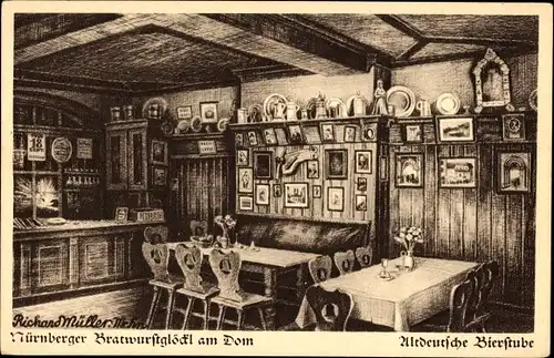 Künstler Ak Müller, R., Nürnberg in Mittelfranken, Bratwurstglöckl am Dom, Inneres