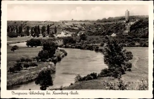 Ak Schönburg Naumburg an der Saale, Flusspartie, Landschaft, Turm