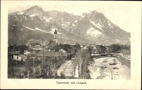 Ak Garmisch Partenkirchen in Oberbayern, Loisach, Winter