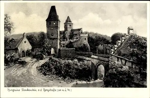 Ak Nieder Beerbach Mühltal im Odenwald, Burg Frankenstein, Ruine
