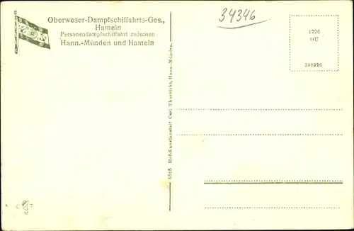 Ak Hann. Münden in Niedersachsen, Weserstein, Schiff