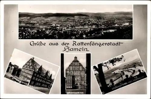 Ak Hameln an der Weser Niedersachsen, Rattenfängerhaus, Panorama