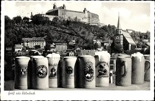 Ak Kulmbach in Oberfranken, Bierkrüge, Panorama