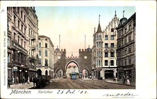 Ak München, Karlsthor, Tram