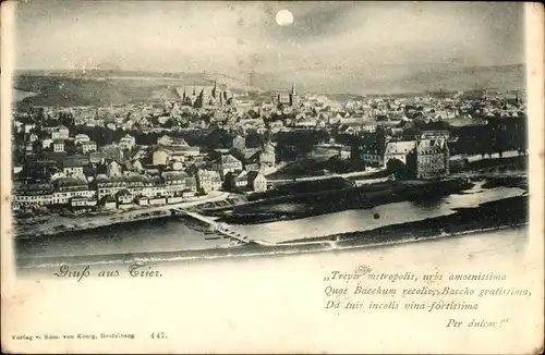 Mondschein Ak Trier an der Mosel, Gesamtansicht