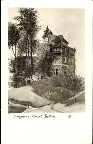 Foto Ak Rathen an der Elbe Sächsische Schweiz, Burgruine