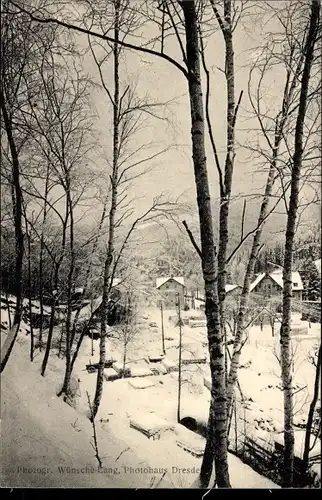 Ak Buschmühle Schmiedeberg Dippoldiswalde im Osterzgebirge, Teilansicht, Winter