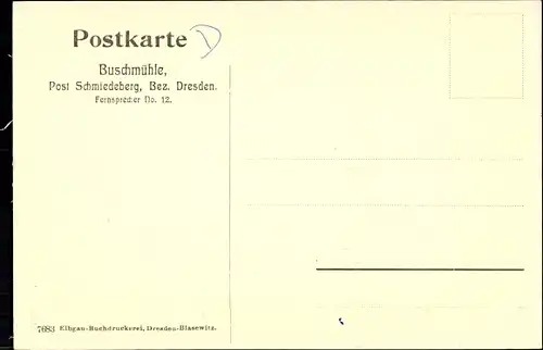 Ak Buschmühle Schmiedeberg Dippoldiswalde im Osterzgebirge, Teilansicht, Winter