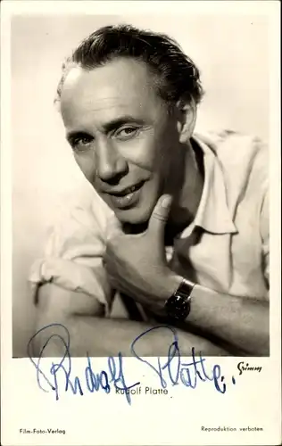 Ak Schauspieler Rudolf Platte, Portrait, Autogramm