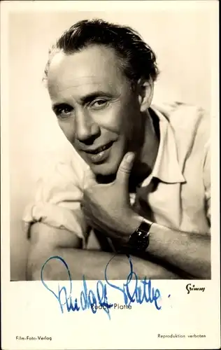 Ak Schauspieler Rudolf Platte, Portrait, Autogramm