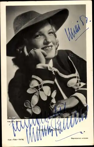 Ak Schauspielerin Maria Paudler, Portrait, Hut, Autogramm
