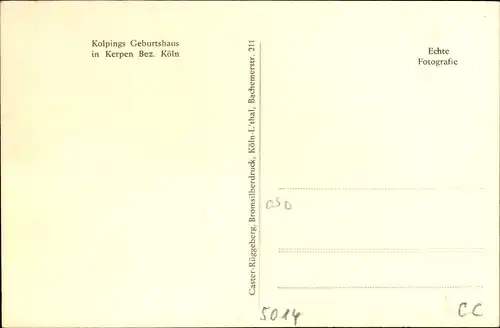 Ak Kerpen an der Erft, Kolpings Geburtshaus