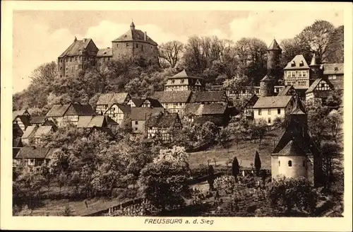 Ak Freusburg Kirchen an der Sieg, Ort mit Burg