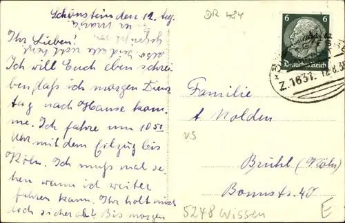 Ak Schönstein Wissen an der Sieg Westerwald, Totale