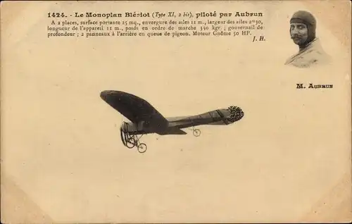 AK-Eindecker Bleriot Typ XI, gesteuert von Aubrun
