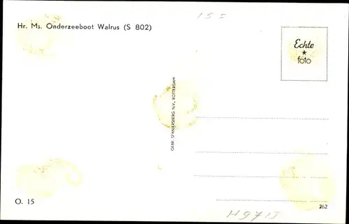 Ak Hr. Ms. Onderzeeboot Walrus S 802, Niederländisches U Boot, Unterseeboot