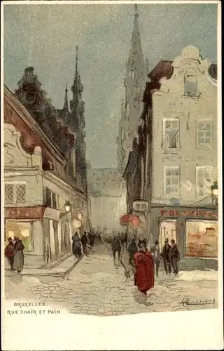 Künstler Litho Cassiers, H., Brüssel, Rue Chair et Pain