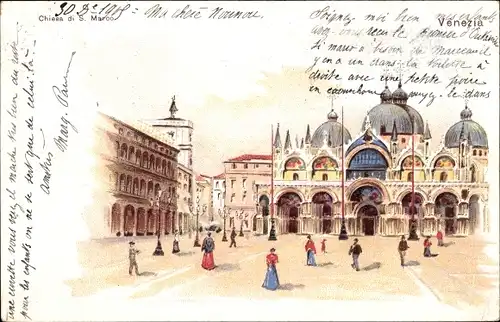 Künstler Ak Venezia Venedig Veneto, Chiesa di S. Marco, Platz, Passanten
