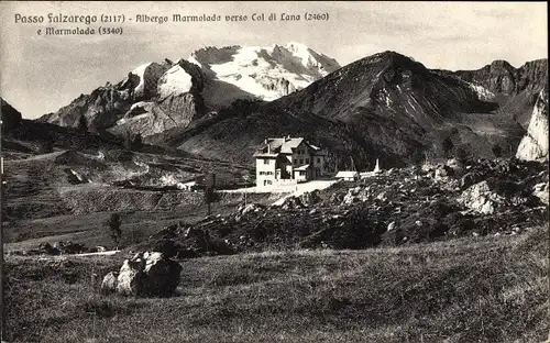 Ak Passo di Falzarego Veneto, Albergo Marmolada verso Col di Lana