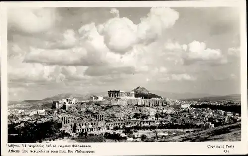 Ak Athen Griechenland, Akropolis vom Philopappus gesehen