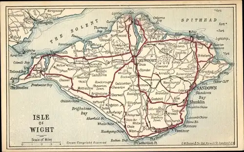 Landkarten Ak Sandown Isle of Wight England, Newport