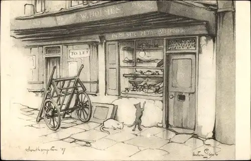 Künstler Ak Pieck, Anton, Southampton Hampshire England, Haustiere Metzger