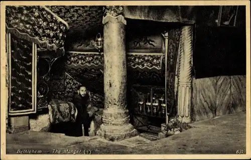 Ak Betlehem Palästina, The Manger, Die Krippe, Inneres der Geburtskirche