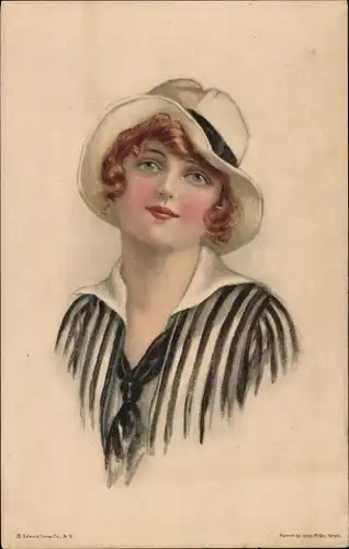 Künstler Ak American Girl No. 103, Portrait einer jungen Frau mit Hut
