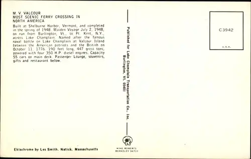 Ak Nordamerika, MV Valcour, Fährschiff, Lake Champlain