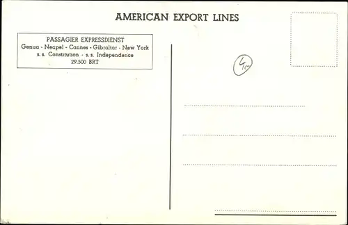 Ak Dampfer SS Independence, American Export Lines