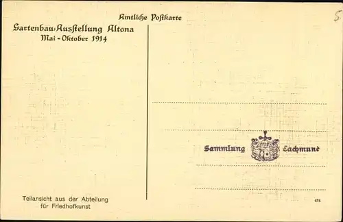 Ak Hamburg, Gartenbau Ausstellung Altona Mai - Oktober 1914, Abt. für Friedhofkunst, Mutter Erde
