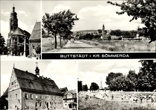 Ak Buttstädt in Thüringen, Michaeliskirche, Ernst Thälmann Platz, Rathaus, Bad