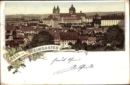 Litho Weingarten in Württemberg, Gesamtansicht, Kloster