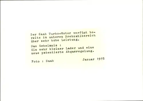 Foto Auto, Turbomotor, Saab, 1978