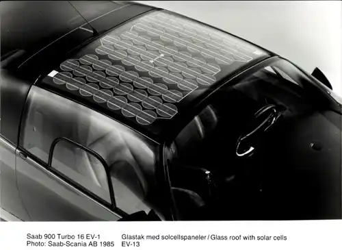 Foto Auto, Saab 900 Turbo, Glasdach mit Solarzellen, 1985
