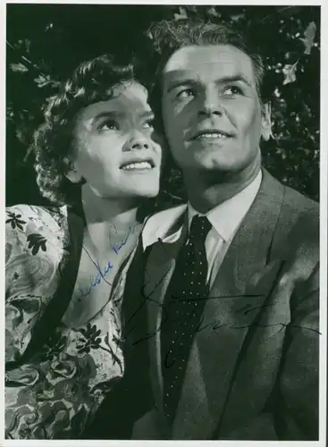 Foto Schauspieler Liselotte Pulver und O. W. Fischer, Heidelberger Romanze, Autogramm