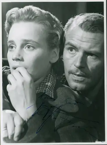 Foto Schauspieler O. W. Fischer und Maria Schell, Portrait, Autogramm