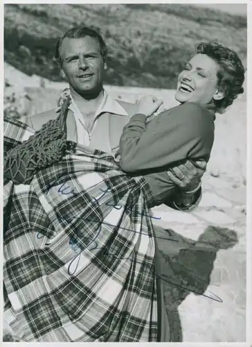 Foto Schauspieler O. W. Fischer und Ruth Leuwerik, Portrait, Autogramm