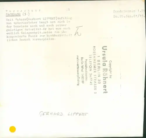 Foto Schauspieler Gerhard Lippert, Filmszene, Autogramm