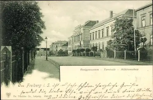 Ak Freiberg in Sachsen, Realgymnasium, Turnhalle, Mädchenschule