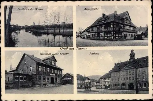 Ak Themar Thüringen, Gasthaus zur Krone, Amtsgericht, Rathaus